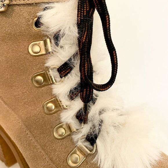 Nine West Tan Suede Ankle Boots with Faux Fur Trim size 7. Real leather. - Picture 14 of 14